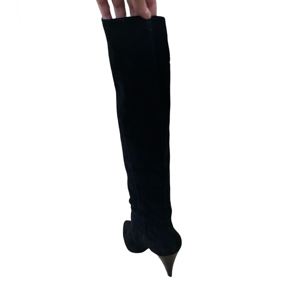 Lord & Taylor black suede cone heel boots 8.5 - Picture 5 of 16